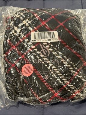 Victoria's Secret Plaid Blanket Black, Red, Cream